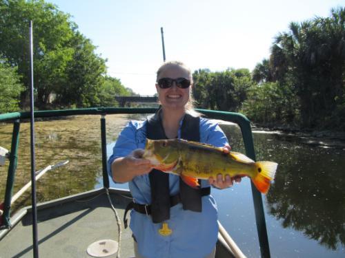 Allison Durland Donahou with peacock bass