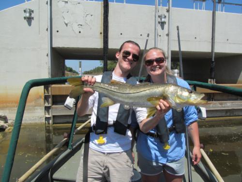 Tim Lyons and Allison Durland Donahou with snook
